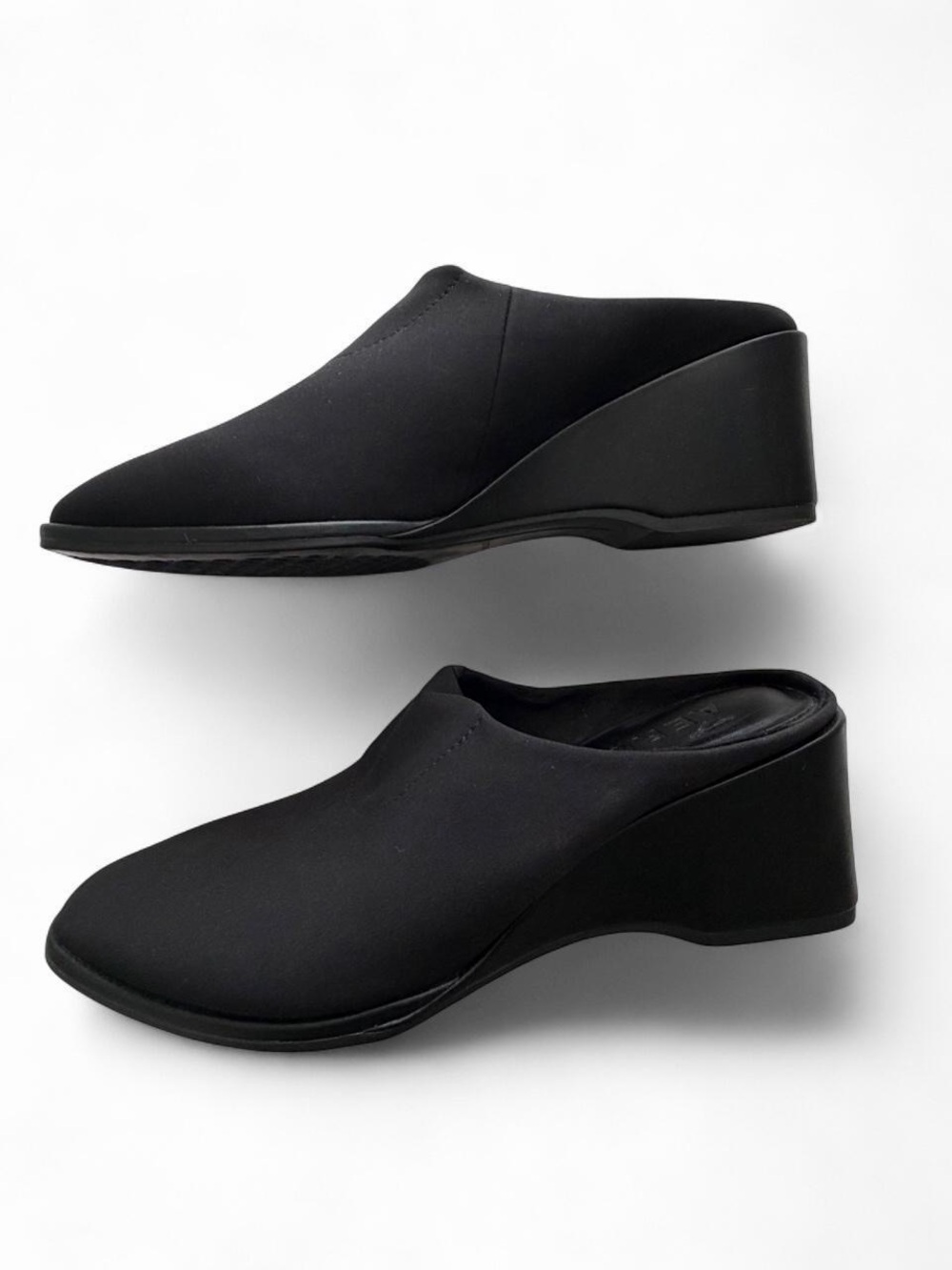 Aerosoles Aki Womens 9.5 Black Mule Wedges Classic Minimalist Closed Toe Comfort